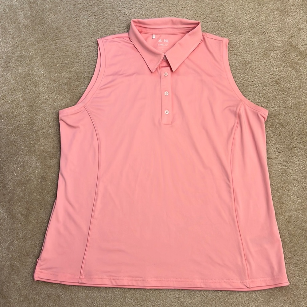 Adidas Golf ClimaLite Pink Sleeveless Collared Shirt